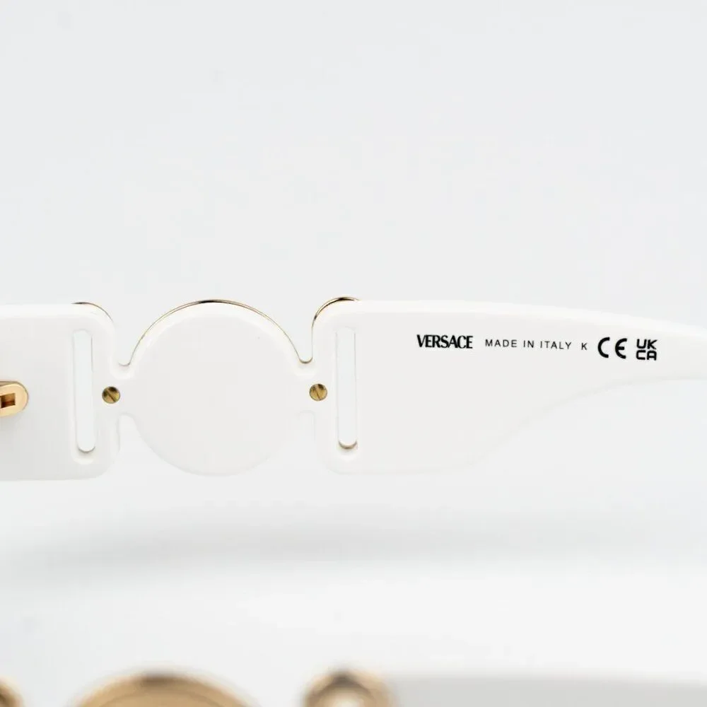 SALE! NEW Versace VE4480U 314/87 White Dark Grey Oval Unisex Sunglasses